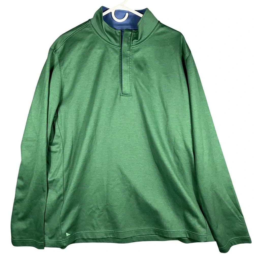 UNTUCKit Quarter Zip Pullover Mens XXL Green Long Sleeve Cotton Blend‎ Mock Neck